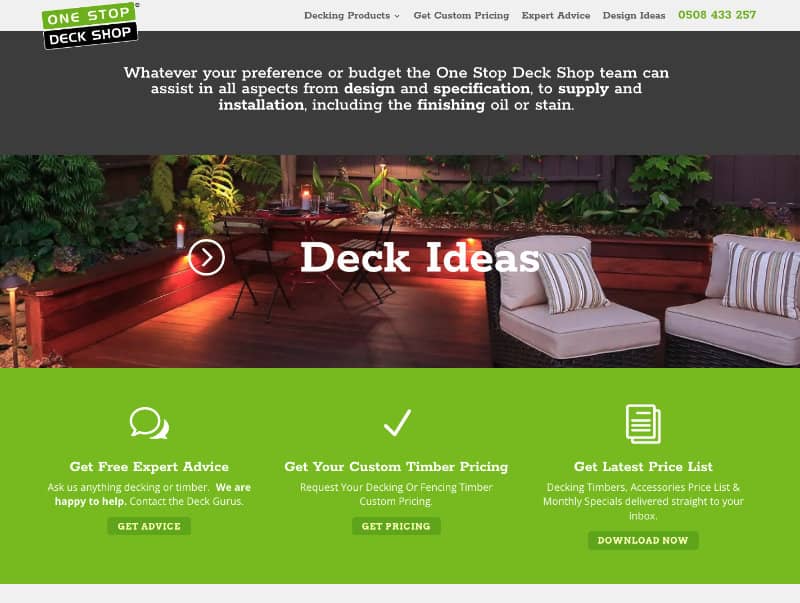 One Stop Deck Shop - Website Design Christchurch