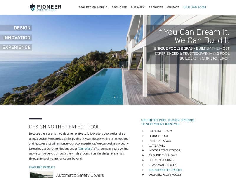 Website Design Christchurch - Pioneer Pools